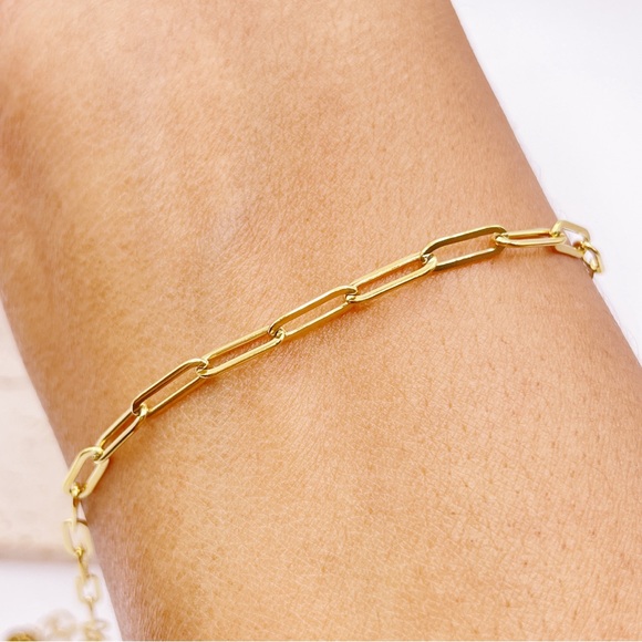 Jewelry - Paperclip Gold Anklet Stainless Steel